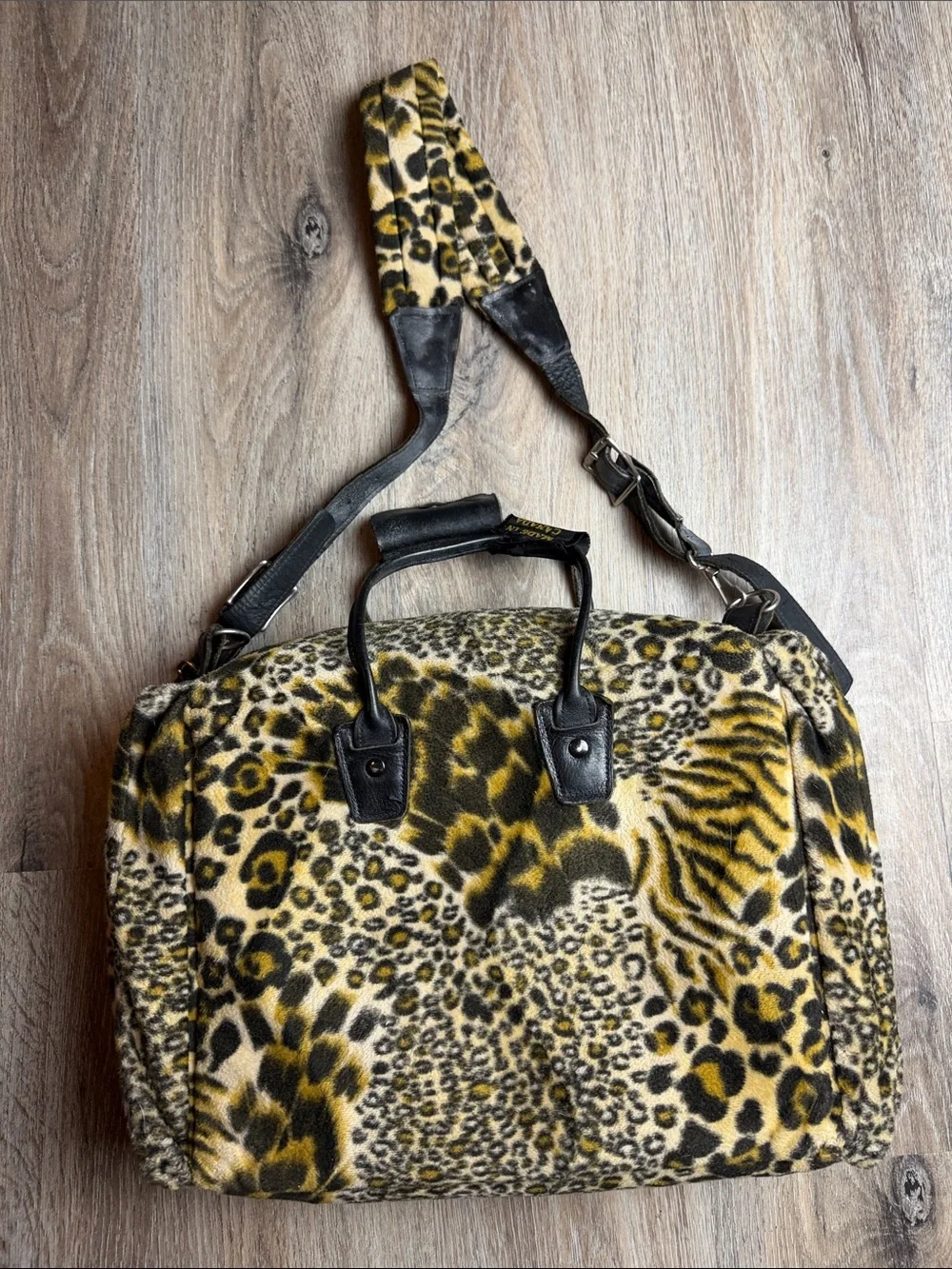 Rare Vintage Levy’s Leather Leopard Print Travel Messenger Bag